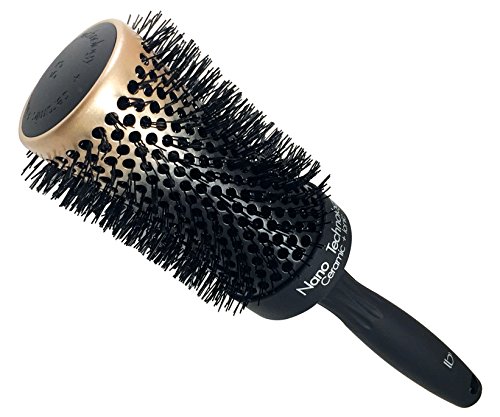 Round Ceramic Ionic Nano Technology Extra Large Hair Brush by Better Beauty Products, XL/2 inch/53mm Barrel with Nylon Bristles, Professional Salon Brush, Black with Metallic Gold