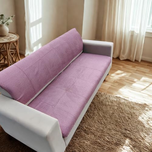 Image of Homerz Premium Velvet Sofa Cover Panel | Soft & Velvety Fabric | Rich Vibrant Colours | Sofa Protector for Living Room (Onion, 2 Seater, Seat Cover with Backrest)