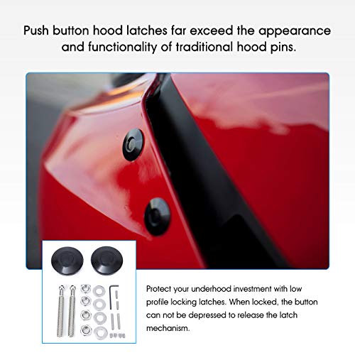 Partol Quick Latch Hood Pins Universal Quick Release Latch Push Button Quick Release Bonnet Pin Lock Clip Kit For Mostly Car Or Diy, 62Mm/2.44" #TOP6