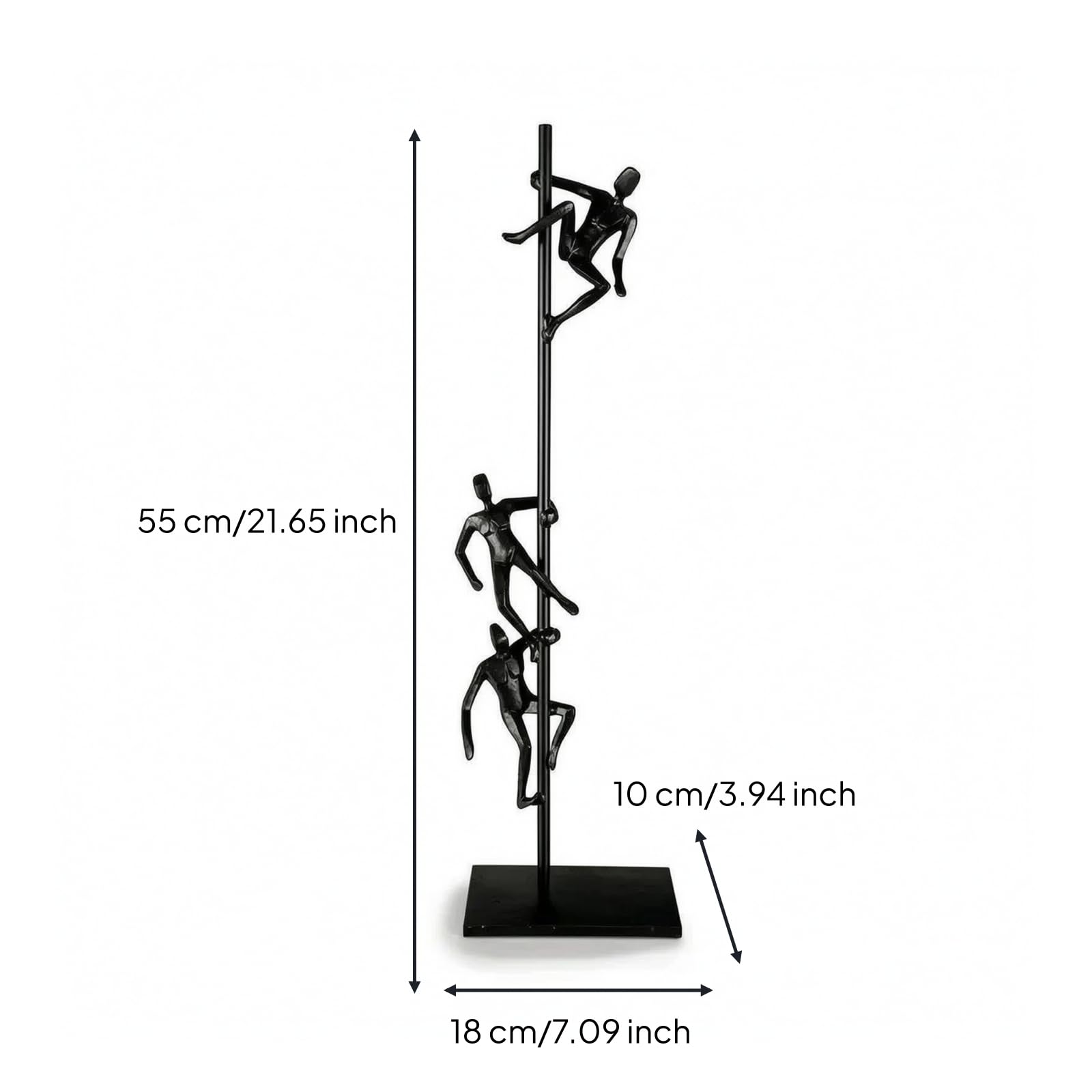 Escultura Figuras Antropomorfas Negra Escultura Conceptual Abstracto Estatua con Base Rectangular para Recibidor