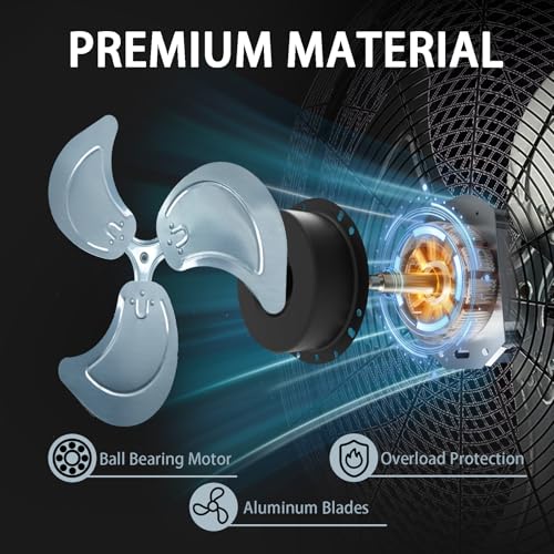 Image of AZOUTDOOR 24 inch Wall Mount Fan, 8850 CFM High Velocity Industrial Wall Fan with 3-Speed Setting, 120 Oscillating Mounted Fans for Warehouse, Workshop, Garage, Patios, Commercial Use ETL Listed, Black