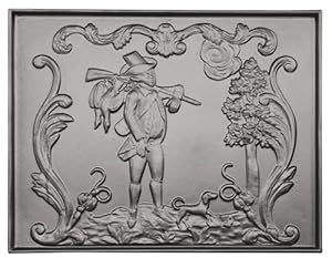 Dommartin Kaminplatte Jagdszene Gusseisen 46,5x58,5 cm