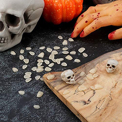 Set of Veneers with 50g Tooth Solid Gel and Stirring Needle Spoon Temporary Thermal Beads for Halloween Makeup Scary Theme Party Makeup