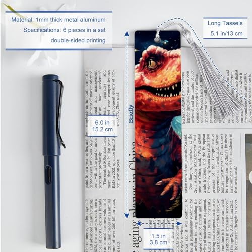 Marque-page dinosaure étoilé en métal ciselé premium