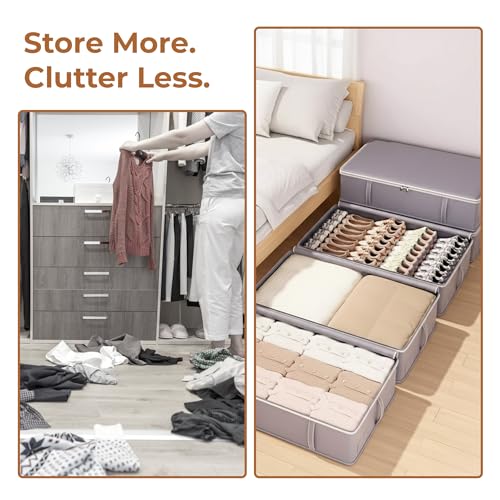 Image of HomeEssentials underbed storage with zippers, oversized quilt bags, comforter storage case, heavy-duty blanket organizer, winter clothes storage, storage bags, bedding containers.