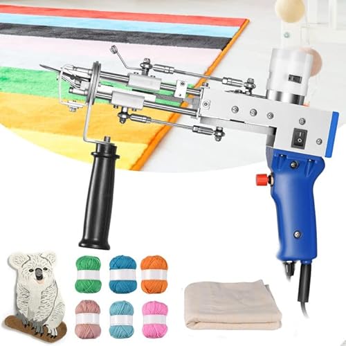 Kotsy tufting gun 2 in1 cut and loop pile 5-40 Stiche/Sek Einstellbare Geschwindigkeit Elektrische Teppich Pistole, 7-21 mm Beflockungsmaschine Rug Gun Machine Cover