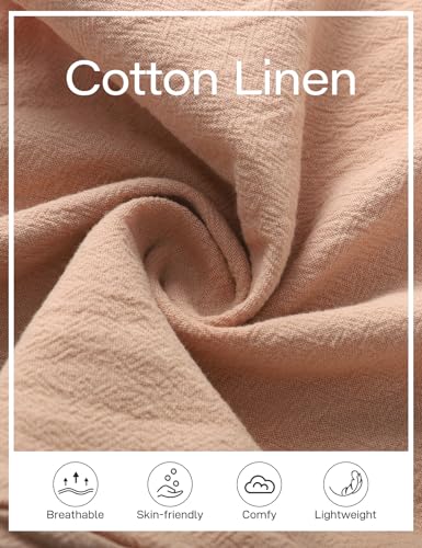 Flygo Womens Linen Pants Casual Capri Pants for Summer Cropped Palazzo Lounge Pants Elastic Waist Baggy Trousers(Khaki-L), Large2