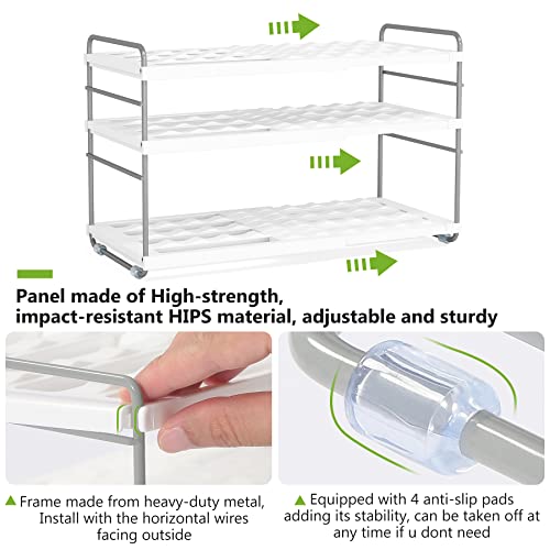 1Easylife Water Bottle Organizer, 3-Tier Expandable Water Bottle Holder 15 Bottles Under 60 Oz Wine Storage Rack Cup Organizer For Cabinet, Kitchen Countertop, Pantry, Fridge(10.6 To 16.5" L) #TOP1