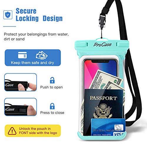 ProCase 2 Pack Waterproof Phone Pouch, Underwater Phone Case Up to 7", Dry Bag for iPhone 17 Air 16 15 14 13 Pro Plus Max, Galaxy S24 S23 S22 Ultra Pixel, Beach Essentials -Green & Black by ProCase - Used condition - Image 5