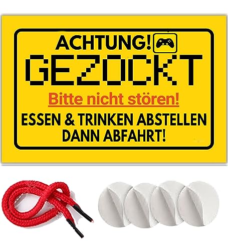 Gaming Zimmer Deko Schild - Partydeko Zocker Geschenkidee Deko Spielzimmer Schüler Türschild Zimmer Party - Teenager Geschenk Gamer Geburtstagsgeschenk Dekoration Jugendzimmer(30 x 20 cm)