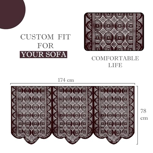 Image of Kuber Industries (Set of 6) Stylish & Durable Cotton Sofa Covers 3 Seater | Washable Sofa Protector /Mat | Suitable Slipcover for Living Room & Office | Plain Circle - Brown