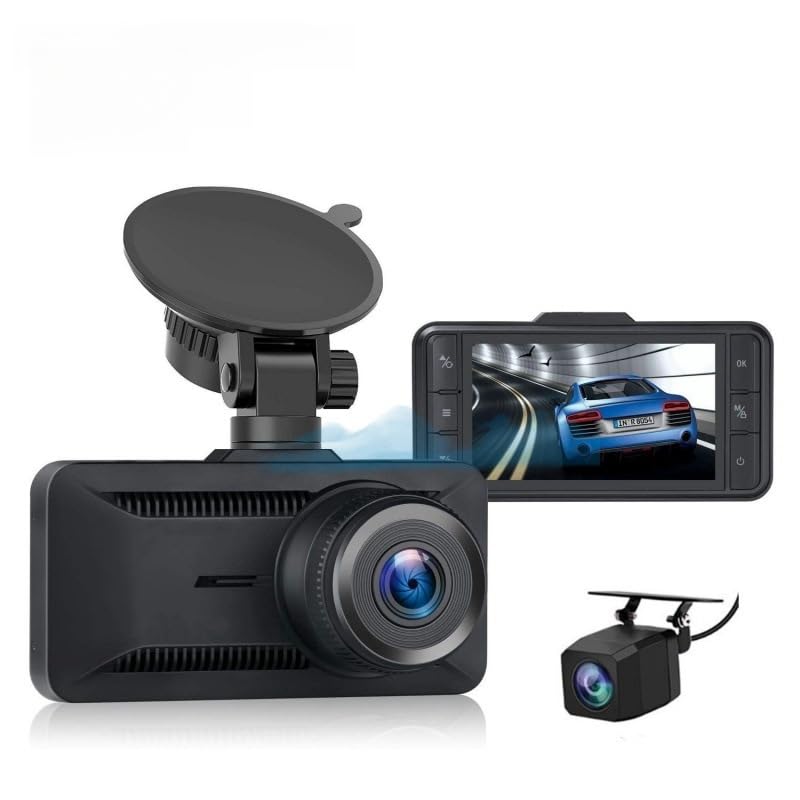 Oryzon 4K Dashcam mit 3 94 Bildschirm/Vorne & hinten/Autokamera mit 170 Weitwinkelansicht/Nachtsicht/Parküberwachung/G-Sensor(+1080P + Autoladegerät)
