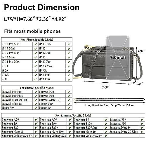 KUKOO Small Crossbody Bag for Women Cell Phone Wallet Purse Mini Shoulder Handbags with Card Slots3