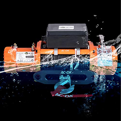AC-DK 13000 lb. Electric Winch Kit, 12V Winch with 85ft Synthetic Rope, Waterproof IP67 Truck Winch with Hawse Fairlead, with 2 Wireless Handheld Remote and Wired Handle Recovery Winch(Up to 13500lbs)