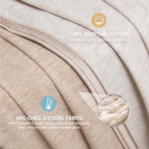 Elegear Revolutionary Cooling Blanket Throw Absorbs Heat to Keep Body Cool for Night Sweats, Arc-Chill 3.0 Cool Fiber Q-Max>0.5 for Hot Sleepers, Lightweight Summer Cold Blankets for Sleeping, Beige