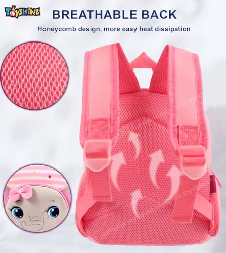 Image of Toyshine 26cm Cute Elephant Face Backpack for Kids Girls Boys Toddler Backpack Preschool Nursery Travel Bag,Mini Size - Pink