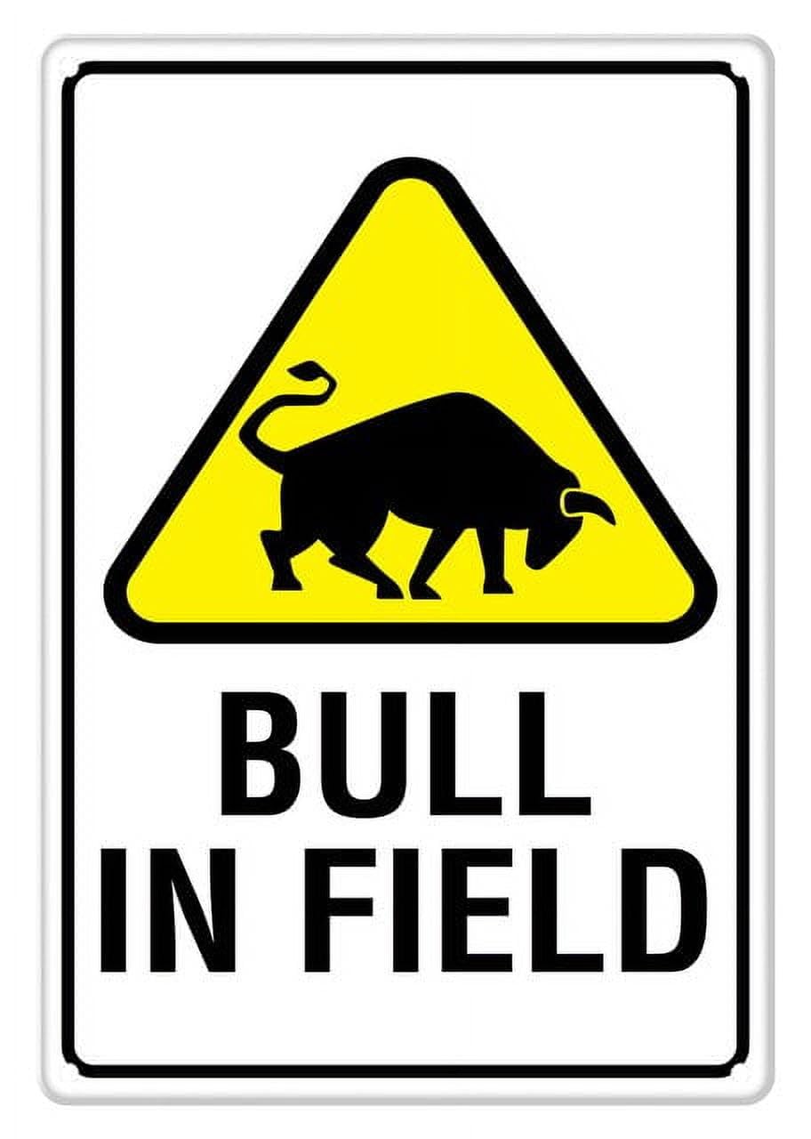 Bull In Field Aluminum Tin Sign 12"x8" For Farm Operators, Homeowners - Home Kitchen Wall Decor