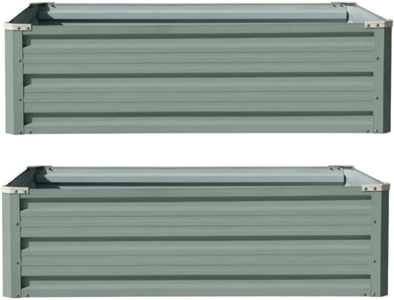 B&Q -  Garden Metal Raised Vegetable Planter Sage Green Outdoor Flower Trough Herb Grow Bed Box (Large 120X90Cm X2)