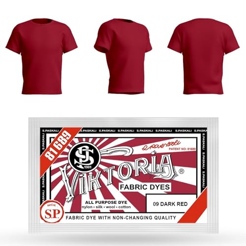 HOPS Viktoria Textile Dye, Machine Washable (59 Colors) - Fabric Paint, 10.0 grams, Dark Red, DYE