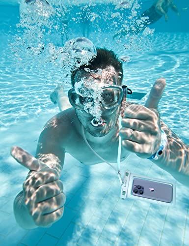 Image of Lamicall Waterproof Phone Pouch Case Bag for iPhone 17 16 15 14 13 12 11 Pro Max Plus XS, Swimming Equipment Bags for 4-7inches White & White