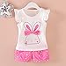 MH-Lucky Baby Girl Clothes Outfits Short Sets 2 Pieces with T-Shirt + Short Pants (T-Red+White, 3T)