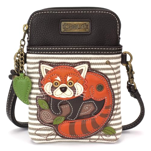 Image of CHALA Wilderness Animal Collection Cell Phone Crossbody Purse-Women PU Leather /Canvas Multicolor Handbag w /Adjustable Strap
