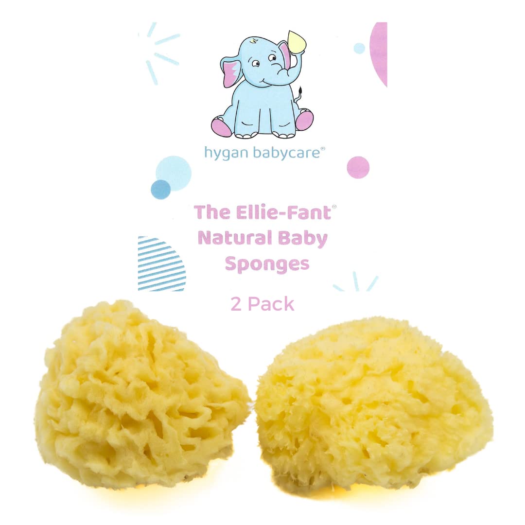 Ellie-Fant Natural Baby Sponge – 2 Mediterranean Sea Honeycomb Sponges | Perfect for Babies & Toddlers Bathing Cleansing | Soft Safe Organic Durable Hypoallergic Sponges