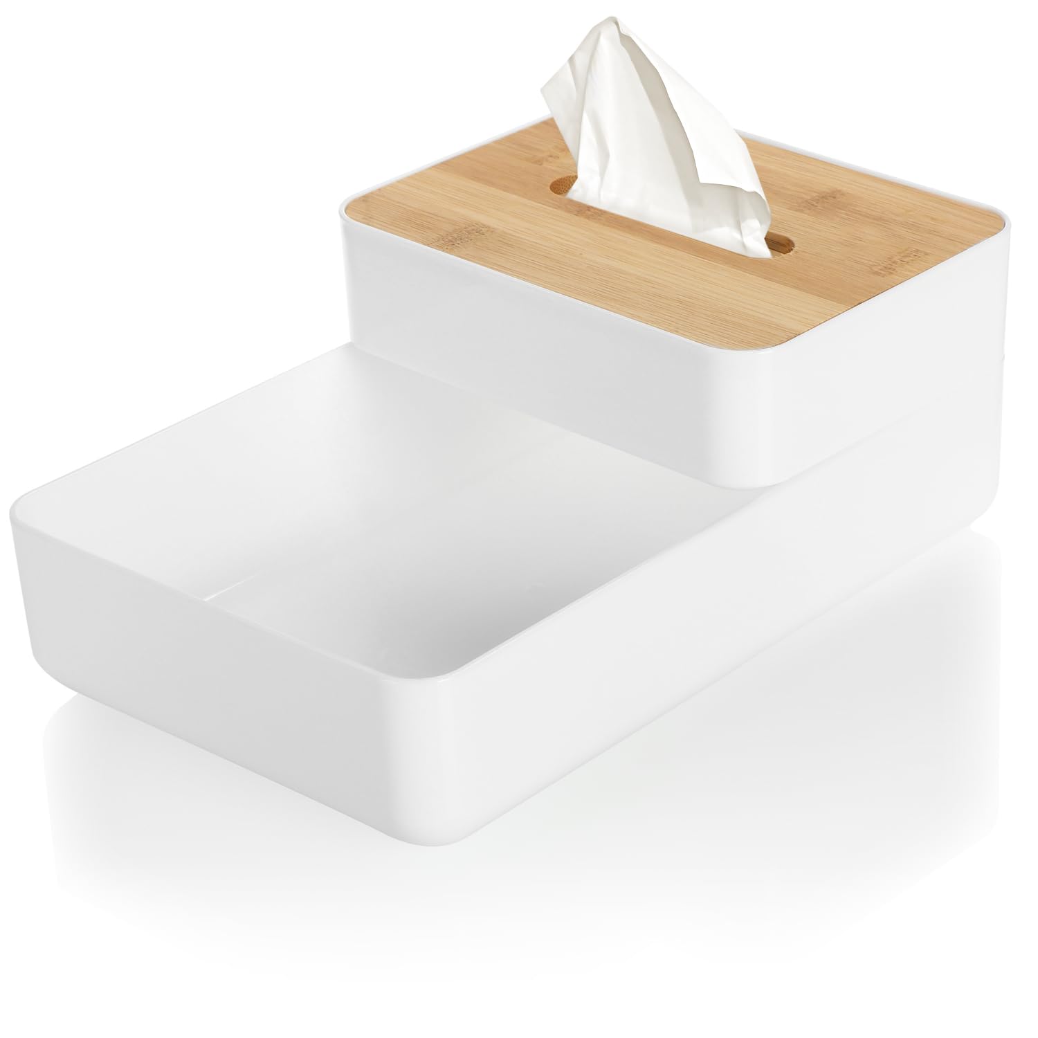 com-four® Ensemble de 2 organisateurs cosmétiques - boîte à mouchoirs cosmétiques - boîte en plastique pour ranger les tampons de coton et le maquillage (02 pièces - organisateur cosmétique)