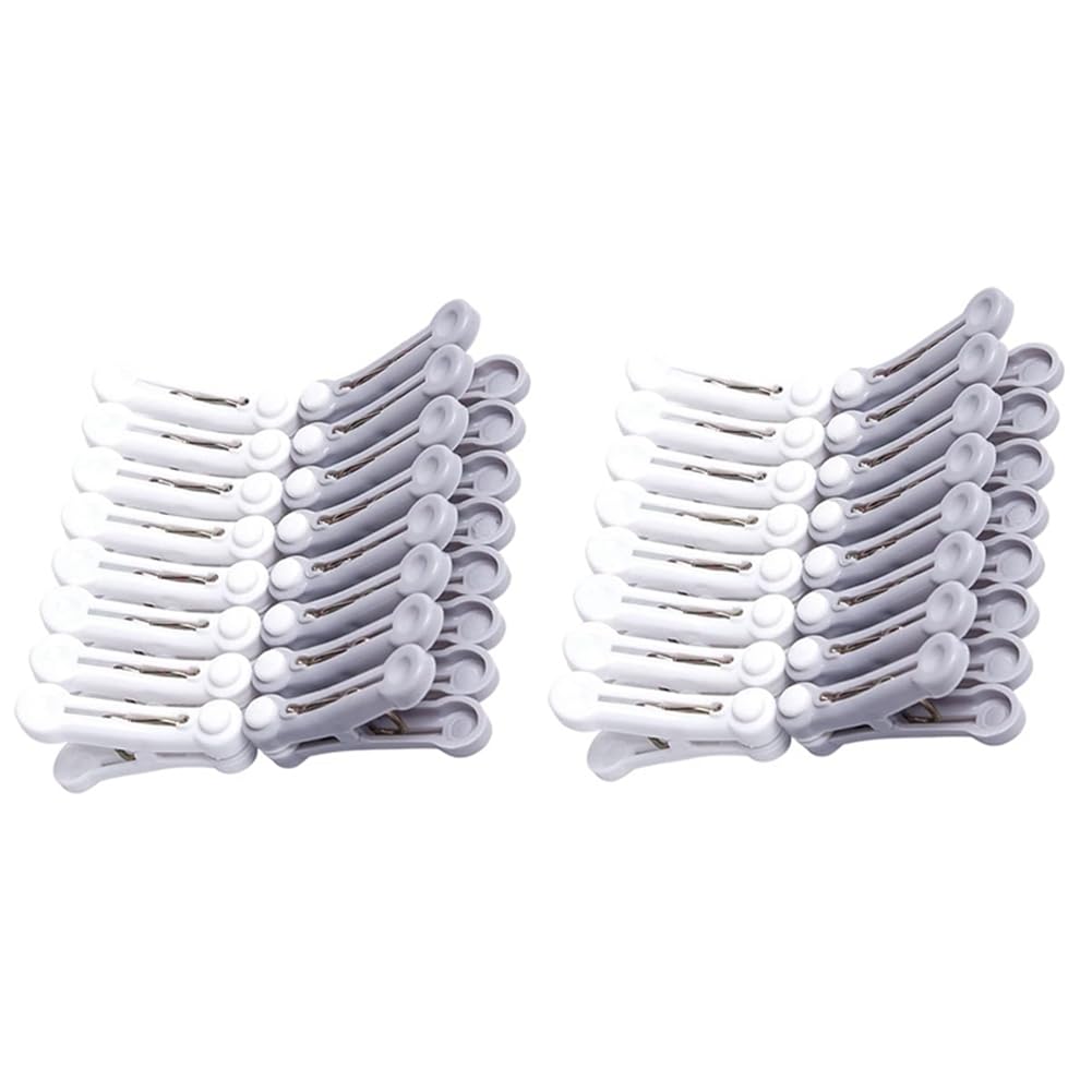 QUR 32 Piece Non-Trace Clothespins,Sealing Clip,Clothesline Utility Clips Gray & White Balcony Windproof Clothes Clamps