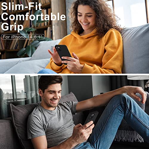 Deenakin Iphone 14 Case With Screen Protector,Soft Flexible Silicone Gel Rubber Bumper Cover,Slim Fit Shockproof Protective Phone Case For Iphone 14 6.1" Black #TOP1