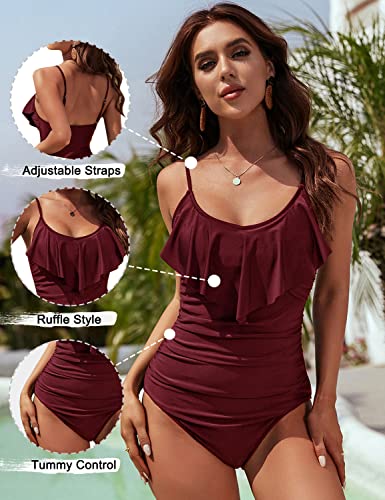 Image of Blooming Jelly Womens One Piece Swimsuit Ruffle Tummy Control Bathing Suit