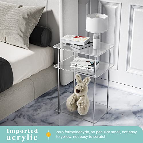 Boeaster Clear Acrylic Side Table,3-Tier Acrylic End Table With Stainless Steel Bracket, Coffee Table Nightstand For Small Space In Living Room, Bedroom And Balcony #TOP5