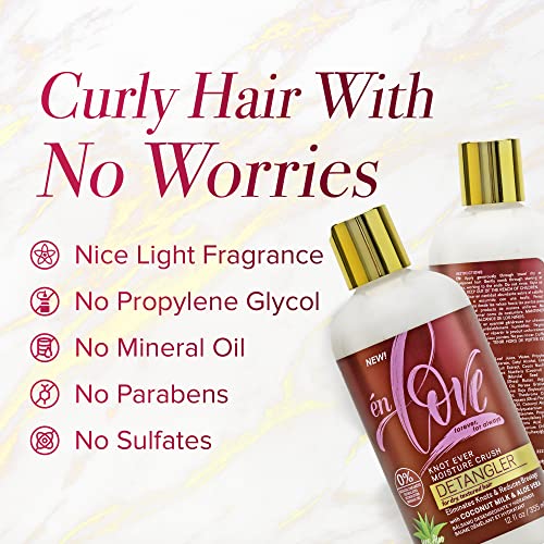 Én Love Knot Ever Moisture Crush Hair Detangler | Natural Coconut Milk & Aloe Vera For Deep Hydration | Detangles Curls, Softens Hair And Eliminates Knots | Pre-Shampoo | Anti- Breakage & Strengthening Adding Radiant Shine | 12Oz #TOP4