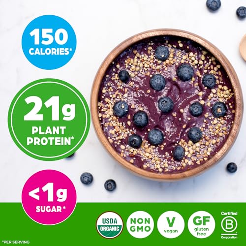 orgain organic vegan protein powder vanilla bean - 21g plant protein 6g prebiotic fiber no lactose ingredients no added sugar non-gmo for shakes amp smoothies 203 lb packaging may vary