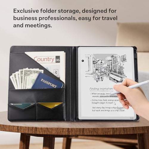 Image of CoBak Premium PU Leather Case for 11 inch Kindle Scribe 3rd Gen 2025, Kindle Scribe Colorsoft, TouchPad D10, Folio Cover with Pen Holder, Auto Sleep /Wake, Card Slots & File Folders, Not for Remarkable