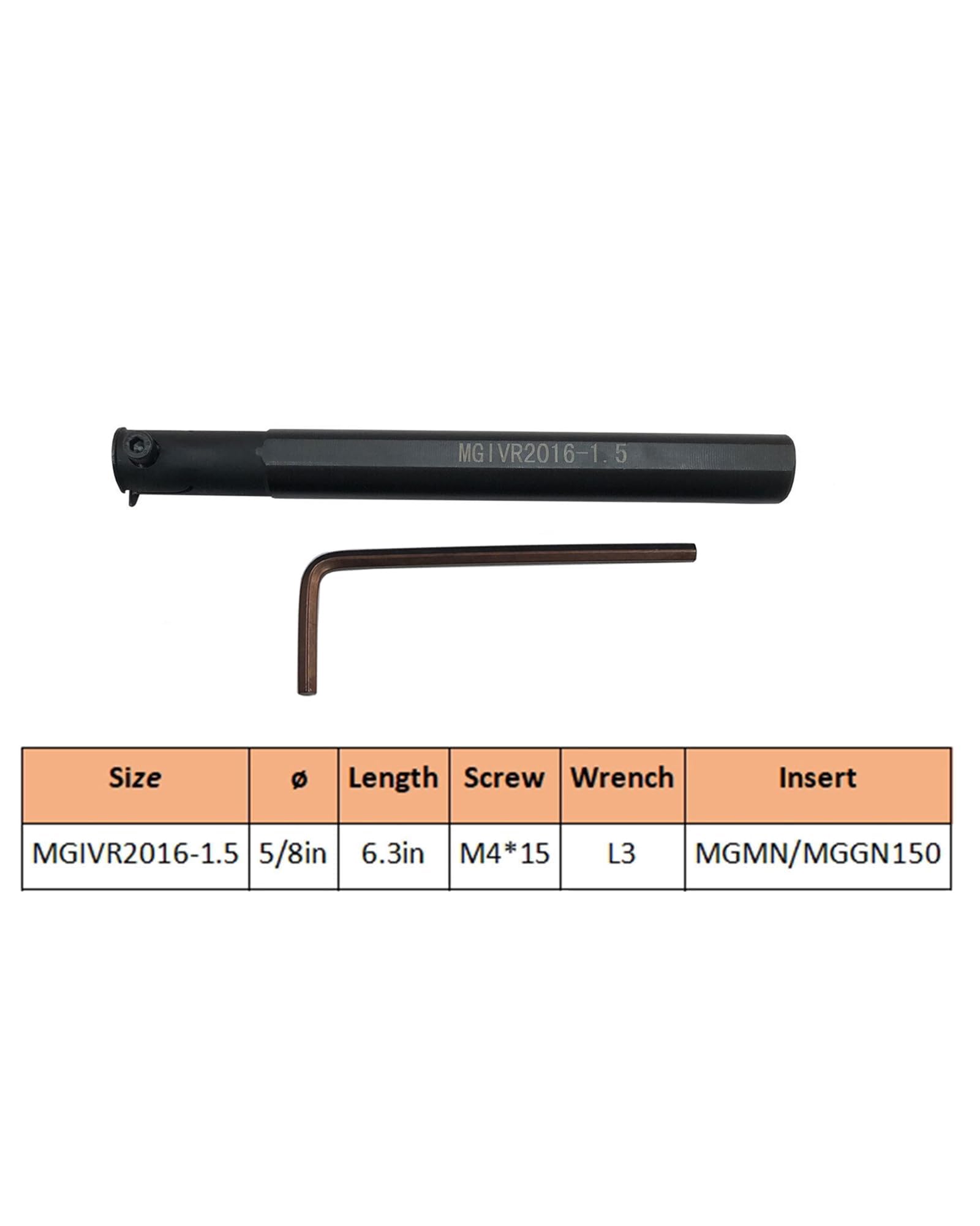 5/8" Portaherramientas para ranurado de agujeros internos MGIVR2016-1.5 Herramientas de ranurado y 11 piezas MGMN150 de 1.5 mm Hoja de corte de carburo.