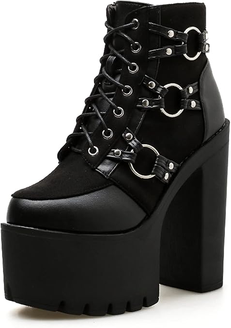 Amazon.com | GDGYDH Gothic Platform Boots for Women Buckle