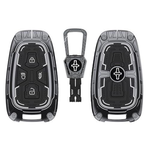 Image of AutoThrill Premium Key Cover Compatible with Tata Harrier | Safari | Nexon | Altroz | Tigor | EV | Punch | Tiago EV Electric - 4 Button Smart Key Only (Cortex Silver)