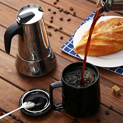 Taza de Te con Filtro y Tapa 500ml Gran- Ceramica - Mantiene Caliente la Infusion - Negra Brillante - Imagen 6