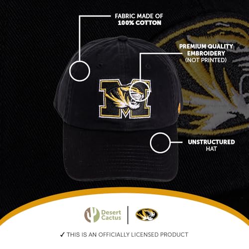 Gorra ajustable Universidad de Missouri Mizzou Tigers negra miniatura 4