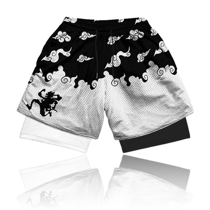 CROWN Pantaloncini a compressione anime - Pantaloncini da palestra elasticizzati traspiranti con tasche