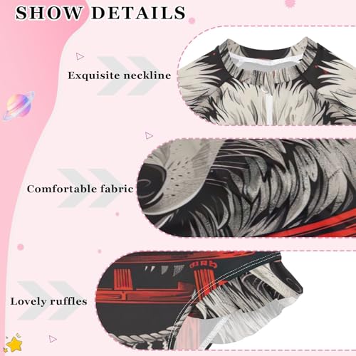 Wolf Torii Gate Red Flames Girls Long Sleeve Swimsuit UPF 50+ Rashguard Swimwear One Piece Bathing Suit 212201413