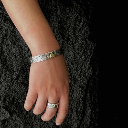 Eye of God Bangle – Sterling Silver Plated Copper Bracelet, All-Seeing Eye Symbol, Handmade Mongolian Artisan Jewelry for Protection & Blessing4