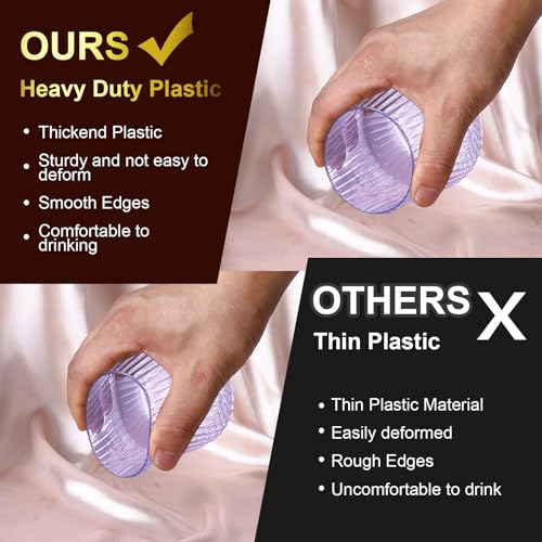 Image of Lueumxc 40 Pack Plastic Ribbed Wine Glasses, 14Oz Origami Disposable Wine Glasses Unbreakable Clear Plastic Cocktail Glasses Recyclable Shatterproof Reusable Wine Cups (14oz-blue-40pack)