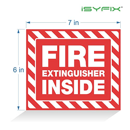 Fire Extinguisher Inside Signs Stickers – 4 Pack 7x6 Inch – Premium Self-Adhesive Vinyl, Laminated for Ultimate UV, Weather, Scratch, Water and Fade Resistance, Indoor and Outdoor