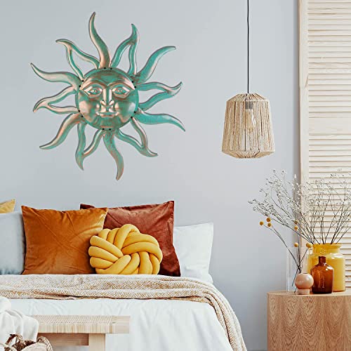 Vzvxcc Sun Metal Wall Art Outdoor Decor - 30 Inches Rust Proof Retro Metal Wall Sculpture Statues Wall Art Hanging Decoration For Indoor Outdoor,Garden, Home, Farmhouse, Patio And Bedroom #TOP3