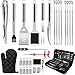 Ensemble Barbecue, 30pcs Ustensiles Barbecue Kit Outil de Barbecue Premium Accessoires de Grill en Acier Inoxydable Kit d'outils avec Sac de Transport Plein air ustensiles pour Barbecue