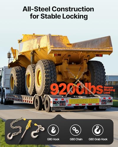Image of VEVOR Ratchet Chain Binder, 9200 lbs Working Load, Chain Binders Compatible with 3 /8 in - 1 /2 in Chains, Heavy Duty Ratchet Load Binder with Handles for Truck, Tie Down, Hauling, Towing, Logging
