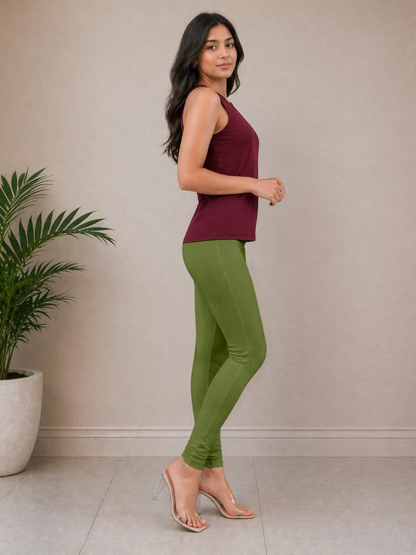 Image of TRENDMALLS Women's Microfiber Elastane Stretch Soft Churidar Length Leggings with Ultrasoft Waistband
