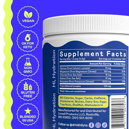 Image of Hi-Lyte Keto K1000 Unflavored Electrolyte Powder | Hydration Supplement Drink Mix | Boost Energy & Beat Leg Cramps | No Sugar, Stevia, Maltodextrin | 120 Servings